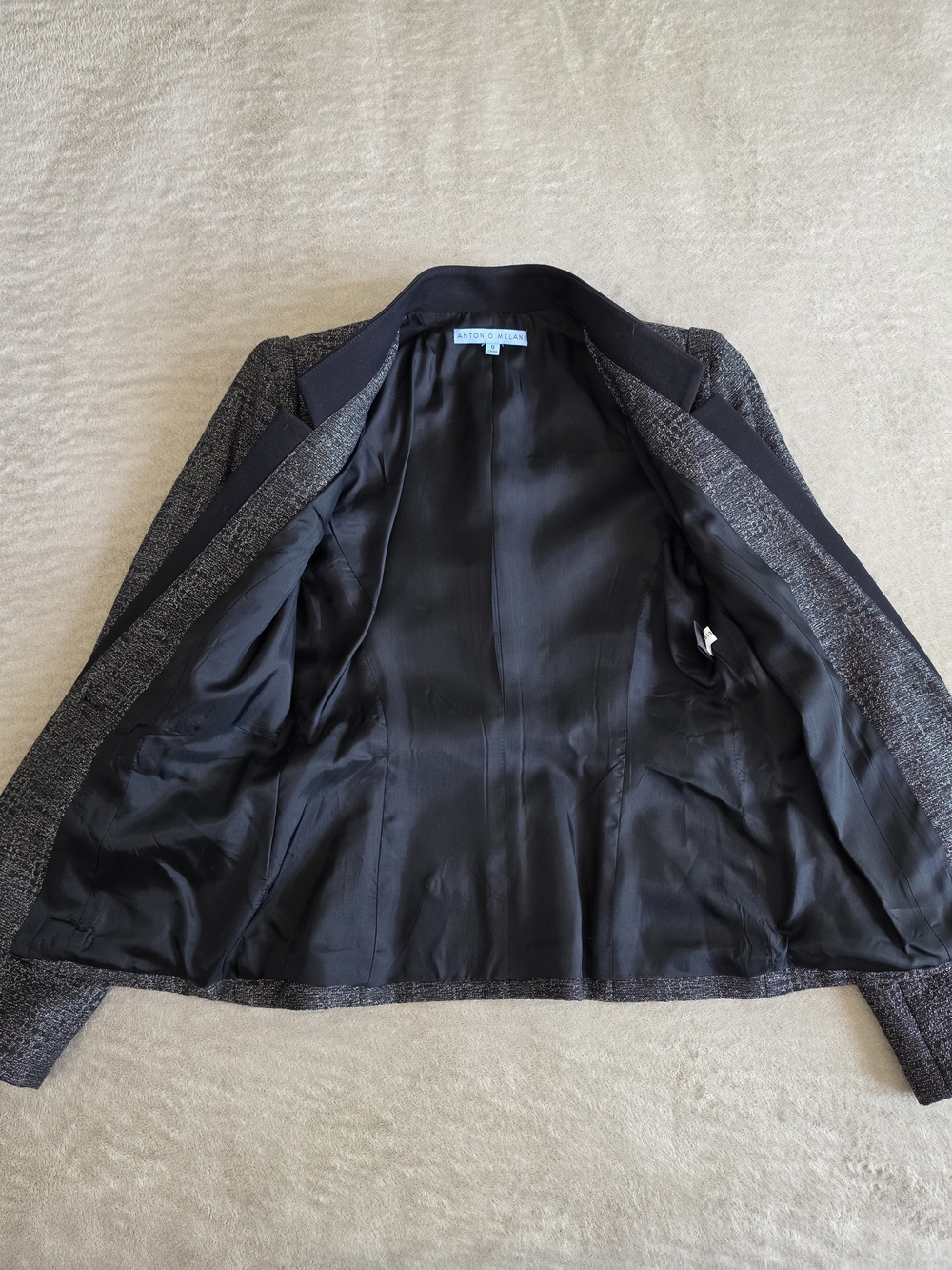 ANTONIO MELANI Black and Charcoal Two-Piece Skirt Suit - Picture 5 of 14